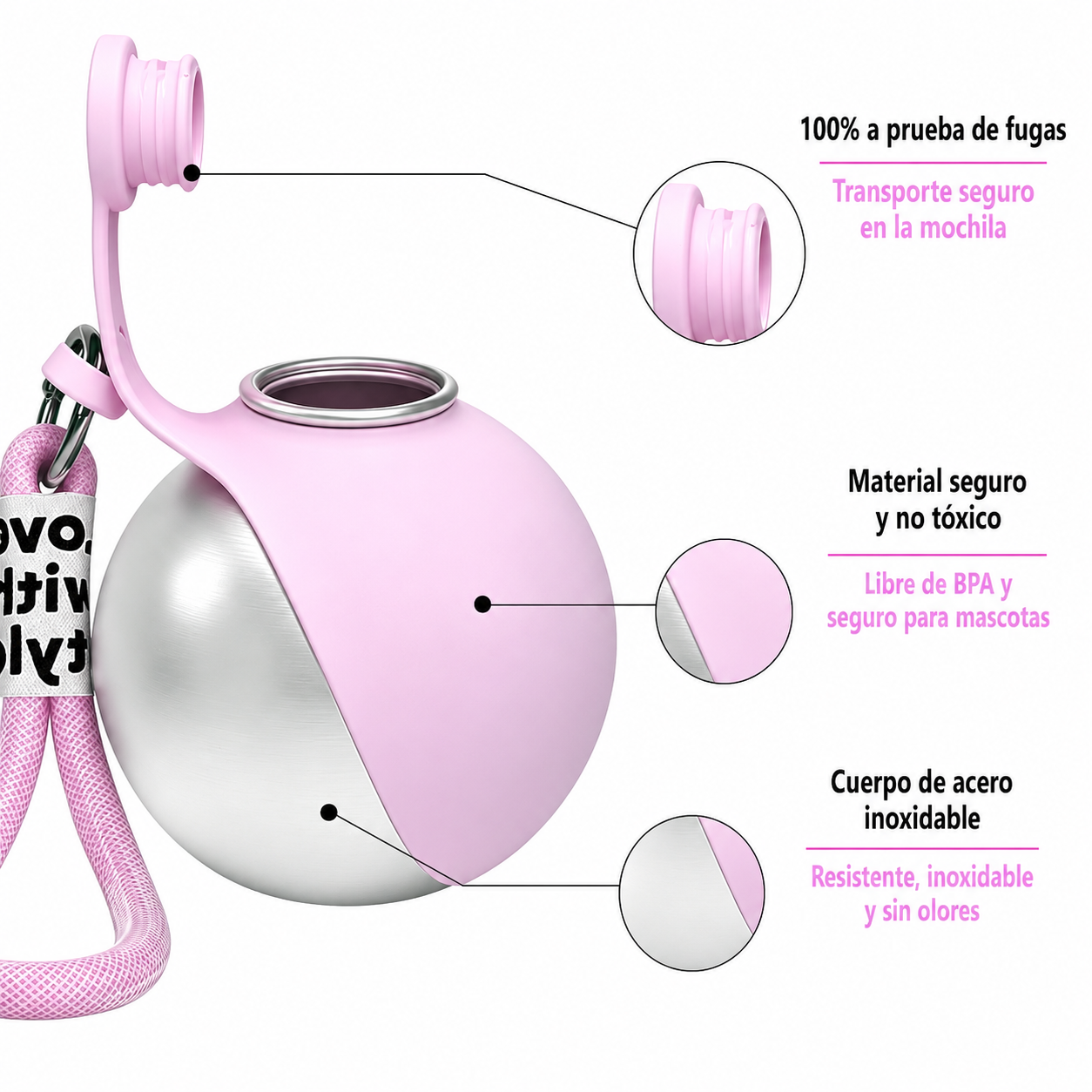 Cantimplora de agua portátil para mascotas